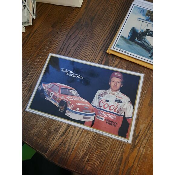 VINTAGE Bill Elliott COORS Motorcraft Ford LAMINATED Placemat Racing Pictorial - Picture 1 of 2